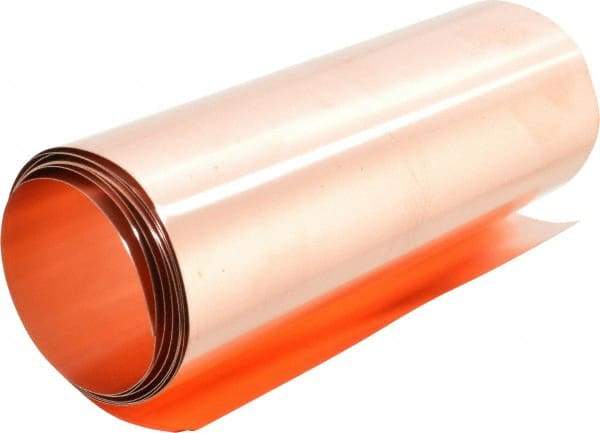 Made in USA - 4 Piece, 50 Inch Long x 6 Inch Wide x 0.001 to 0.01 Inch Thick, Assortment Roll Shim Stock - Copper, 0.001 to 0.01 Inch Thick - Makers Industrial Supply