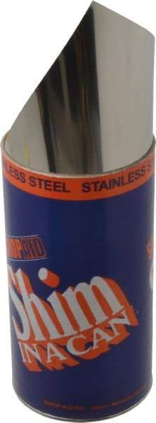 Made in USA - 1.25 m Long x 150 mm Wide x 0.05 mm Thick, Roll Shim Stock - Stainless Steel - Makers Industrial Supply