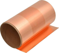 Made in USA - 100 Inch Long x 6 Inch Wide x 0.002 Inch Thick, Roll Shim Stock - Copper - Makers Industrial Supply