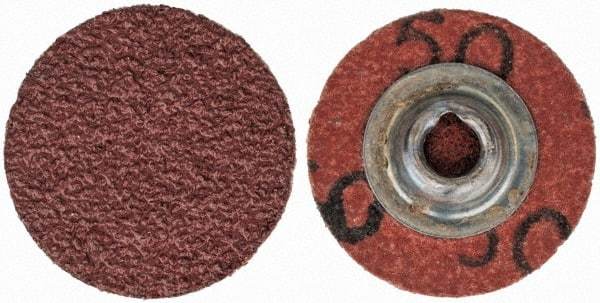 Merit Abrasives - 1" Disc Diam, 50 Grit, Aluminum Oxide Quick Change Disc - Type S Attaching System, Coated, Brown, 40,000 RPM, ALO Series - Makers Industrial Supply