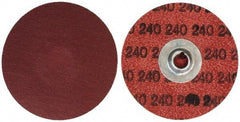 Merit Abrasives - 3" Disc Diam, 240 Grit, Aluminum Oxide Quick Change Disc - Type S Attaching System, Coated, Brown, 20,000 RPM, ALO Series - Makers Industrial Supply