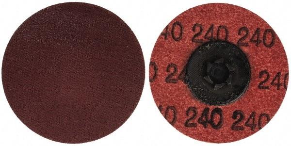 Merit Abrasives - 2" Disc Diam, 240 Grit, Aluminum Oxide Quick Change Disc - Type P Attaching System, Coated, Brown, 30,000 RPM, ALO Series - Makers Industrial Supply