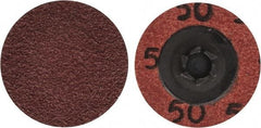 Merit Abrasives - 1-1/2" Disc Diam, 50 Grit, Aluminum Oxide Quick Change Disc - Type P Attaching System, Coated, Brown, 30,000 RPM, ALO Series - Makers Industrial Supply