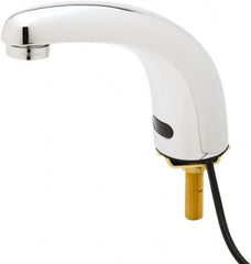 T&S Brass - Deck Mounted Single Hole Electronic User Adjustable Temperature Control Mixer Faucet - Powered by 120 Volt AC/DC, 5" Cast Spout, Single Hole Mounting Centers - Makers Industrial Supply