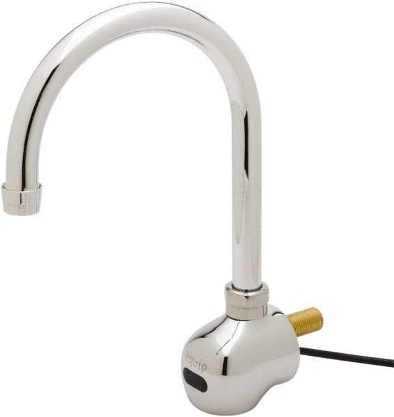 T&S Brass - Wall Mount Electronic User Adjustable Temperature Control Mixer Faucet - Powered by 120 Volt AC/DC, Gooseneck Spout, 6-3/8" Mounting Centers - Makers Industrial Supply