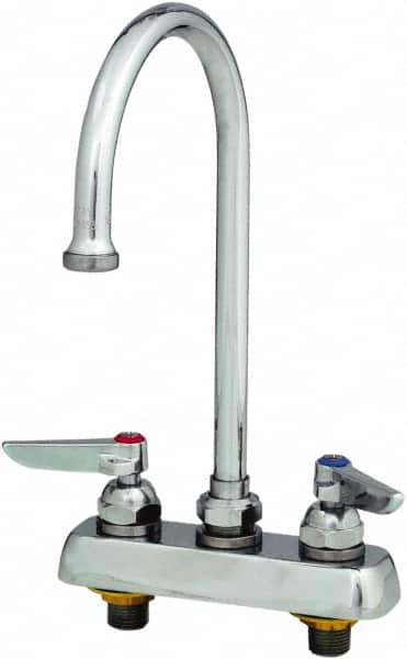 T&S Brass - Standard, 2 Way Design, Deck Mount, Workboard Deck Mount Faucet - 8-3/4 Inch Spout, Lever Handle - Makers Industrial Supply