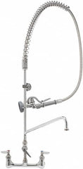 T&S Brass - Riser with Spring Guide, 2 Way Design, Wall Mount, Wall Pre Rinse Faucet Assembly - Lever Handle - Makers Industrial Supply