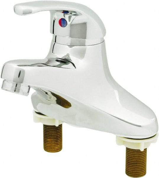 T&S Brass - Lever Handle, Deck Mounted Bathroom Faucet - One Handle, Pop Up Drain, Standard Spout - Makers Industrial Supply