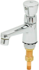 T&S Brass - Push Button Handle, Deck Mounted Bathroom Faucet - Metering Faucet, No Drain, Standard Spout - Makers Industrial Supply