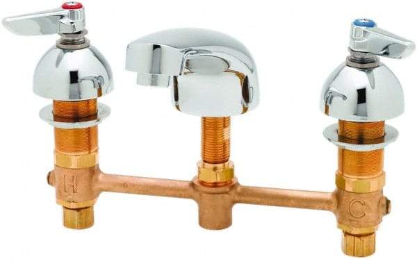 T&S Brass - Lever Handle, Deck Mounted Bathroom Faucet - Two Handle, No Drain, Standard Spout - Makers Industrial Supply