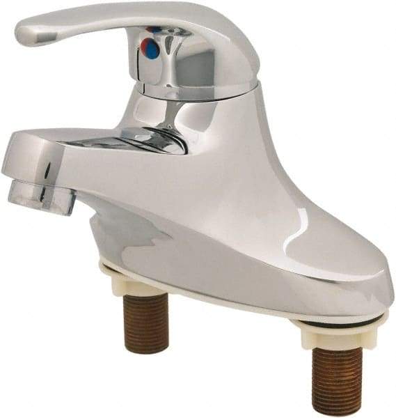 T&S Brass - Straight Handle, Deck Mounted Bathroom Faucet - One Handle, No Drain, Standard Spout - Makers Industrial Supply