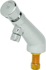 T&S Brass - Push Button Handle, Deck Mounted Bathroom Faucet - One Handle, No Drain, 6 Cast Spout - Makers Industrial Supply