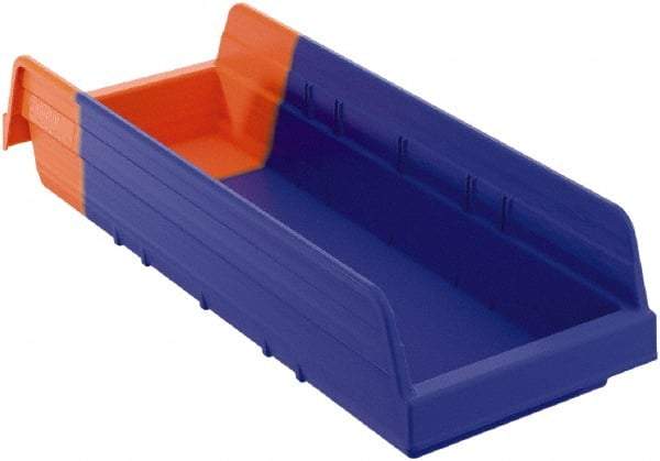 Akro-Mils - 17-7/8" Deep, Blue/Orange Hopper Shelf Bin - 4" High x 6-5/8" Wide x 17-7/8" Long - Makers Industrial Supply