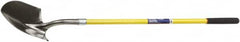 Ability One - 11" High x 9" Wide Round Steel Shovel - 48" Long Fiberglass Straight Handle - Makers Industrial Supply