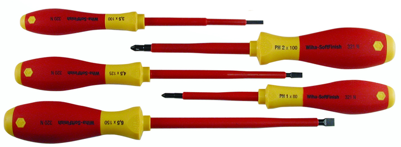 Insulated Slotted Screwdriver 3.0; 4.5; 6.5mm & Phillips # 1 & # 2. 5 Piece Set - Makers Industrial Supply