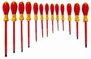 Insulated Slotted Screwdriver 2.0; 2.5; 3.0; 3.5; 4.5; 5.5; 6.5; 8.0; 10.0mm & Phillips # 0; 1; 2; 3. 13 Piece Set - Makers Industrial Supply