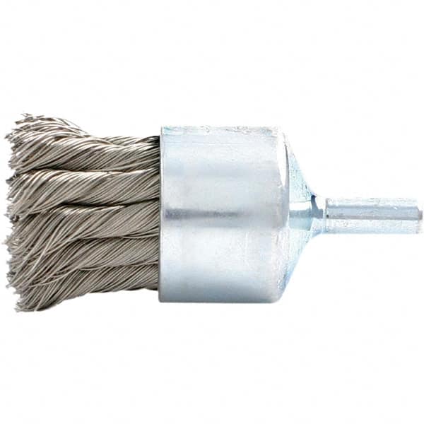 Brush Research Mfg. - 1.13" Brush Diam, Knotted, End Brush - 1/4" Diam Steel Shank, 20,000 Max RPM - Makers Industrial Supply