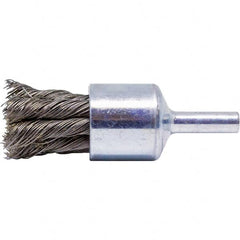 Brush Research Mfg. - 3/4" Brush Diam, Knotted, End Brush - 1/4" Diam Steel Shank, 20,000 Max RPM - Makers Industrial Supply