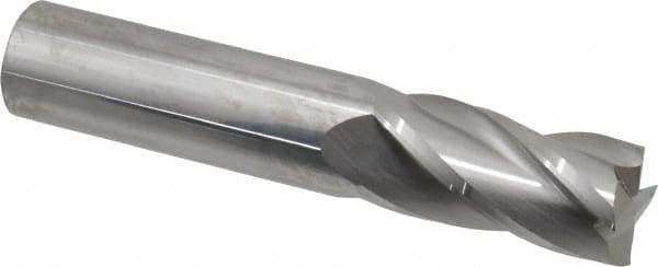 SGS - 3/4", 1-1/2" LOC, 3/4" Shank Diam, 4" OAL, 4 Flute, Solid Carbide Square End Mill - Single End, Uncoated, Spiral Flute, 30° Helix, Centercutting, Right Hand Cut, Right Hand Flute, Series 1 - Makers Industrial Supply