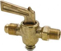 Parker - 1/4" Pipe, 3/8" Tube, Flare to Male Pipe Drain Cock & Shutoff Valve - 1/4-18 Thread, 30 Max psi - Makers Industrial Supply