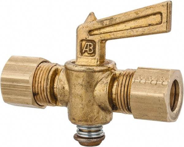 Parker - 3/8" Tube, Compression Pipe to Compression Pipe Drain Cock & Shutoff Valve - 3/8-18 Thread, 30 Max psi - Makers Industrial Supply