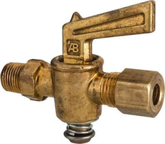 Parker - 1/8" Pipe, 1/4" Tube, Compression Pipe to Male Pipe Drain Cock & Shutoff Valve - 1/8-27 Thread, 30 Max psi - Makers Industrial Supply