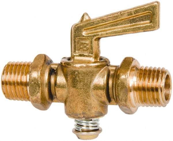 Parker - 1/4" Pipe, Male Pipe to Male Pipe Drain Cock & Shutoff Valve - 1/4-18 Thread, 30 Max psi - Makers Industrial Supply