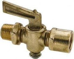 Parker - 1/4" Pipe, Female Pipe to Male Pipe Drain Cock & Shutoff Valve - 1/4-18 Thread, 30 Max psi - Makers Industrial Supply