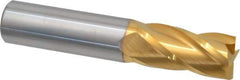 SGS - 3/4", 1-1/2" LOC, 3/4" Shank Diam, 4" OAL, 4 Flute, Solid Carbide Square End Mill - Single End, TiN Finish, Spiral Flute, 30° Helix, Centercutting, Right Hand Cut, Right Hand Flute, Series 1 - Makers Industrial Supply