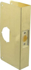 Don-Jo - 4-1/4" Wide x 9" High, Polished Brass Finish, Door Reinforcer - 1-3/4" Thick Door, 2-3/4" Backset - Makers Industrial Supply