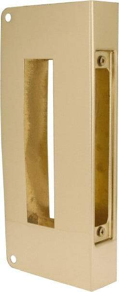 Don-Jo - 5" Wide x 12" High, Polished Brass Finish, Door Reinforcer - 1-3/4" Thick Door, 2-3/4" Backset - Makers Industrial Supply