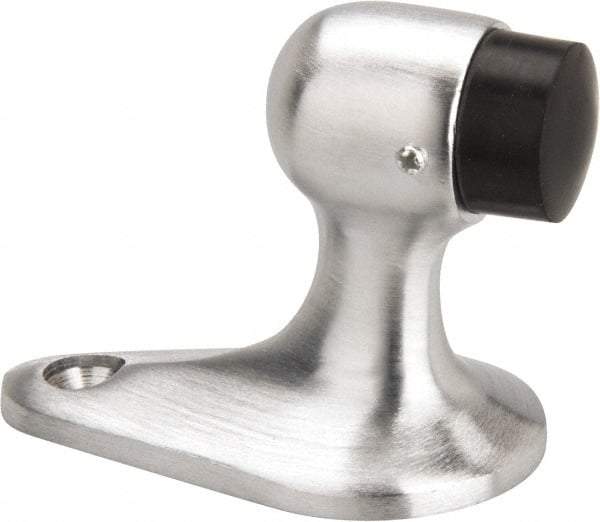 Don-Jo - 2-1/8" Projection Small Gooseneck Door Stop - Floor Mount, Satin Chrome Finish - Makers Industrial Supply