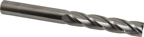 SGS - 5/8", 3" LOC, 5/8" Shank Diam, 6" OAL, 4 Flute, Solid Carbide Square End Mill - Single End, Uncoated, Spiral Flute, 30° Helix, Centercutting, Right Hand Cut, Right Hand Flute, Series 1EL - Makers Industrial Supply