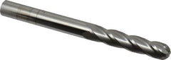 SGS - 3/8" Diam, 1-3/4" LOC, 4 Flute Solid Carbide Ball End Mill - Uncoated, Single End, 4" OAL, 3/8" Shank Diam, Spiral Flute - Makers Industrial Supply