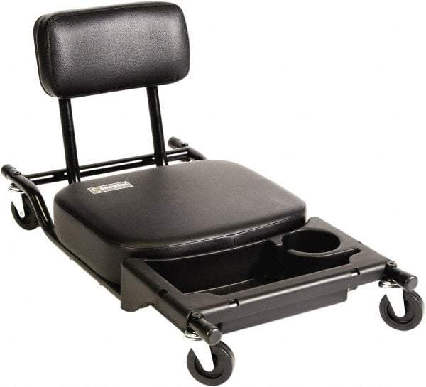 ShopSol - 300 Lb Capacity, 4 Wheel Creeper Seat - Steel/Vinyl, 32" Long x 18" Overall Height x 16" Wide - Makers Industrial Supply