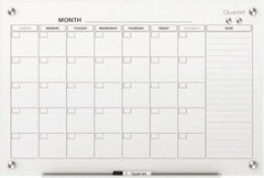 Quartet - 36" High x 48" Wide Magnetic Dry Erase Calendar - Glass, Includes Dry-Erase Marker, Magnet & Mounting Kit - Makers Industrial Supply