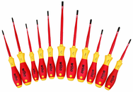 Insulated Slim Integrated Insulation 11 Piece Screwdriver Set Slotted 3.5; 4; 4.5; 5.5; 6.5; Phillips #1 & 2; Xeno #1 & 2; Square #1 & 2 - Makers Industrial Supply