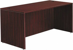 ALERA - Woodgrain Laminate Desk Shell - 65" Wide x 29-1/2" Deep x 29-5/8" High, Mahogany - Makers Industrial Supply