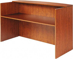 ALERA - Woodgrain Laminate Reception Desk - 71" Wide x 35-1/2" Deep x 42-1/2" High, Medium Cherry - Makers Industrial Supply