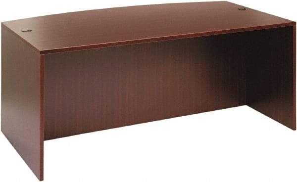 ALERA - Woodgrain Laminate Bow Front Desk - 71" Wide x 41-3/8" Deep x 29-5/8" High, Mahogany - Makers Industrial Supply