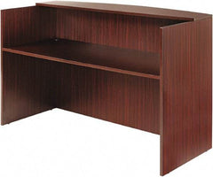 ALERA - Woodgrain Laminate Reception Desk - 71" Wide x 35-1/2" Deep x 42-1/2" High, Mahogany - Makers Industrial Supply