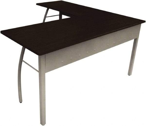 Linea Italia - Woodgrain Laminate L-Shaped Desk - 59-1/8" Wide x 59-1/8" Deep x 29-1/2" High, Mocha & Gray - Makers Industrial Supply