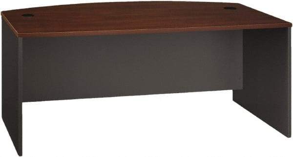 Bush Business Furniture - Laminate Over Wood Bow Front Desk - 71-1/8" Wide x 36-1/8" Deep x 29-7/8" High, Hansen Cherry & Graphite Gray - Makers Industrial Supply