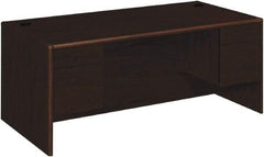 Hon - High Pressure Laminate Double Pedestal Desk - 72" Wide x 36" Deep x 29-1/2" High, Mahogany - Makers Industrial Supply