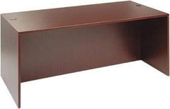 ALERA - Woodgrain Laminate Desk Shell - 71" Wide x 35-1/2" Deep x 29-5/8" High, Mahogany - Makers Industrial Supply