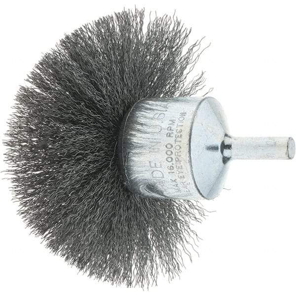 Tru-Maxx - 3" Brush Diam, Crimped, Flared End Brush - 1/4" Diam Steel Shank, 16,000 Max RPM - Makers Industrial Supply