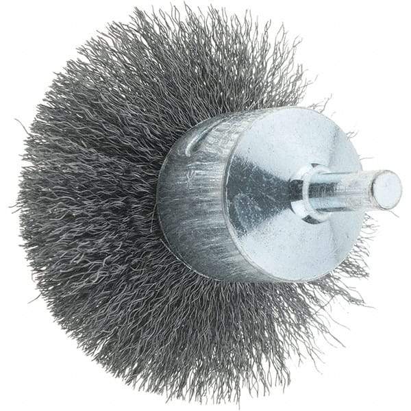 Tru-Maxx - 2-3/4" Brush Diam, Crimped, Flared End Brush - 1/4" Diam Steel Shank, 16,000 Max RPM - Makers Industrial Supply