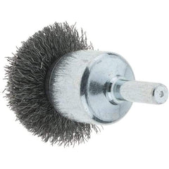 Tru-Maxx - 1-1/2" Brush Diam, Crimped, Flared End Brush - 1/4" Diam Steel Shank, 20,000 Max RPM - Makers Industrial Supply