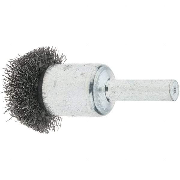 Tru-Maxx - 1" Brush Diam, Crimped, Flared End Brush - 1/4" Diam Steel Shank, 25,000 Max RPM - Makers Industrial Supply