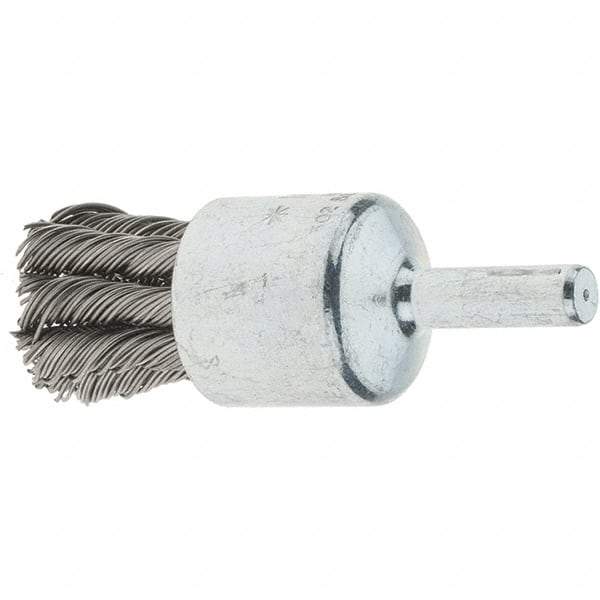 Tru-Maxx - 3/4" Brush Diam, Knotted, End Brush - 1/4" Diam Steel Shank, 22,000 Max RPM - Makers Industrial Supply